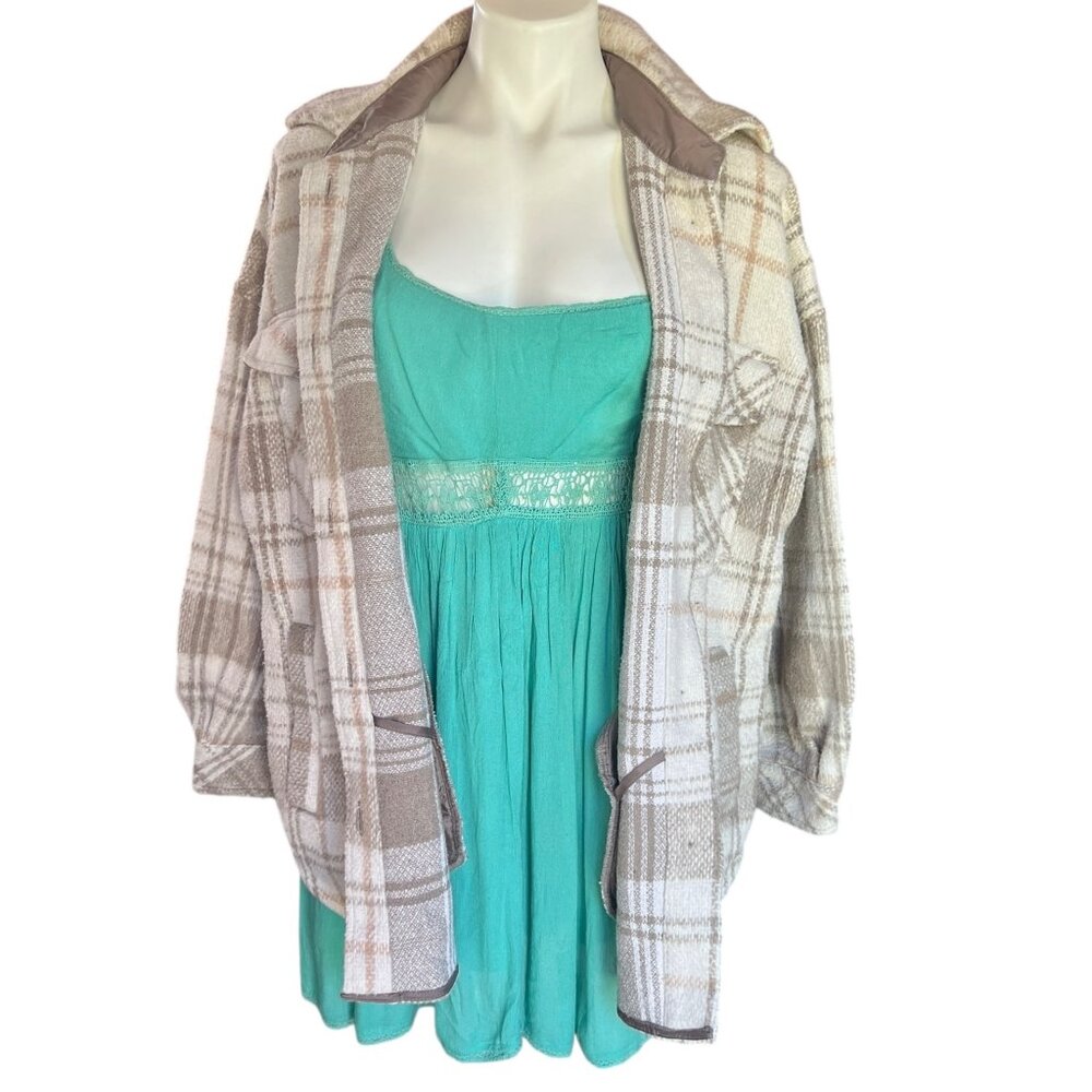 So Woman's Large Shacket Jacket Coat Button Up Pl… - image 3